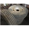 Image 2 : GROUP OF 4 ASSORTED TRUCK TIRES (3 WITH STEEL RIMS)