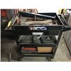 Image 1 : SINGLE DRAWER BLACK METAL ROLLING SHOP CART & CONTENTS