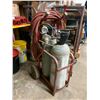 Image 1 : RED WELDERS CART WITH HOSE LINES, GAUGES AND 2 TANKS