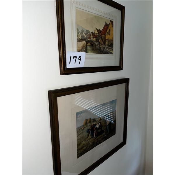S/2 Framed Antique Art