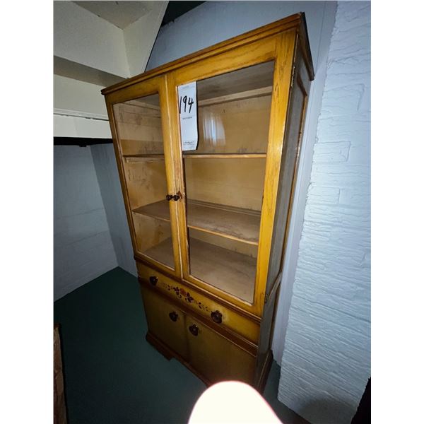 ANTIQUE GLASS FRONT KITCHEN CABINET