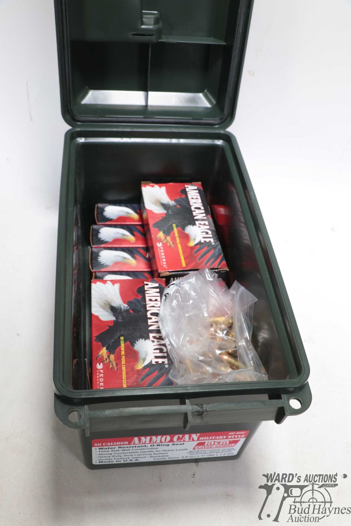 Count Boxes Plastic ammo box containing 10 50 count boxes of American Eagle 9mm ...