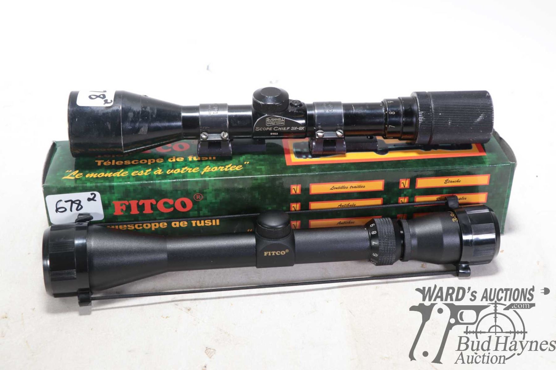 Fitco Rt40 Two scopes including Fitco 3-9 x 40 scope in original box and a vintage ...