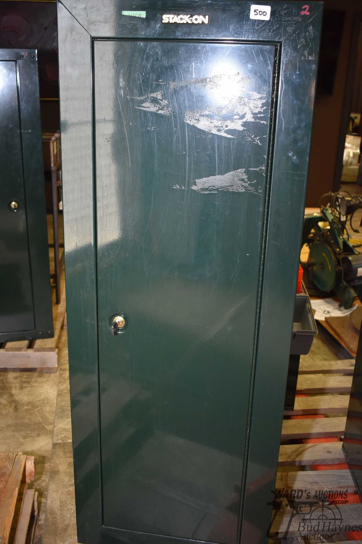 Single door Stack-On locker with key. 55