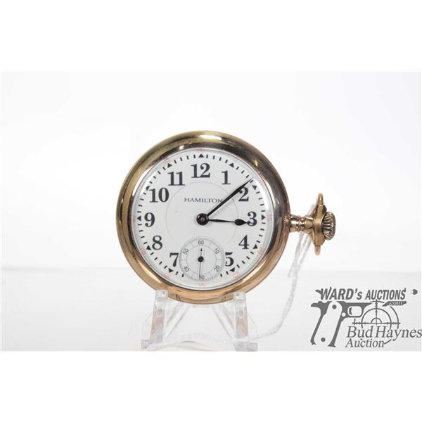 Vintage Hamilton pocket watch, grade 941, model 2, 21 jewel, serial no. 23988, size 18. White double