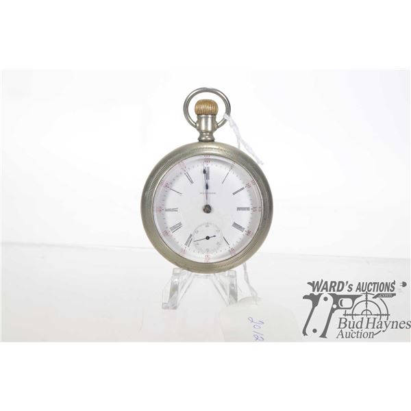 Waltham pocket watch, grade P. S. Bartlett, model 1883, 17 jewel, serial no. 8953409, size 18. White