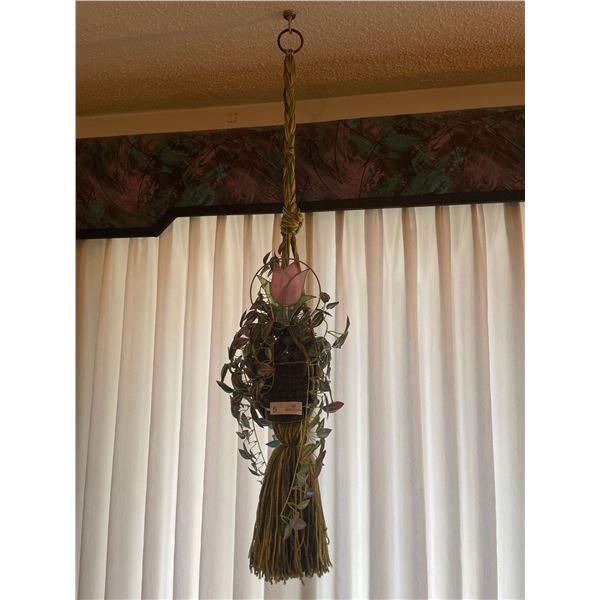 Hanging Ornamental Plant With Ceramic Pot & Stainless Tulip