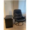 Image 1 : Leather Swivel Chair & Black Side Table 26Lx16Dx21H