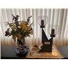 Image 1 : Assorted Home Decor - Vintage Candle Holder & Vase With Flowers