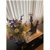 Image 2 : Assorted Home Decor - Vintage Candle Holder & Vase With Flowers