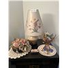 Image 1 : Collection Of Inside Home Decor - Includes Vintage Lamp, Artificial Flowers, & Easter Nest