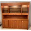 Image 1 : Mid Century Modern Teak Hutch With Pot Lights - Glass Shelving Hidden Drawer 72Lx18Dx73H