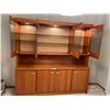 Image 2 : Mid Century Modern Teak Hutch With Pot Lights - Glass Shelving Hidden Drawer 72Lx18Dx73H