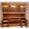 Image 3 : Mid Century Modern Teak Hutch With Pot Lights - Glass Shelving Hidden Drawer 72Lx18Dx73H