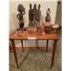 Image 1 : Wood Carving Statue, African Theme With Smaller Decorative Carved Wood Items, Includes Table
