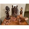 Image 2 : Wood Carving Statue, African Theme With Smaller Decorative Carved Wood Items, Includes Table