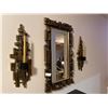 Image 3 : Vintage Decorative Mirror With Matching Candle Wall Mounts 17Lx2Dx29H