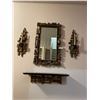 Image 4 : Vintage Decorative Mirror With Matching Candle Wall Mounts 17Lx2Dx29H