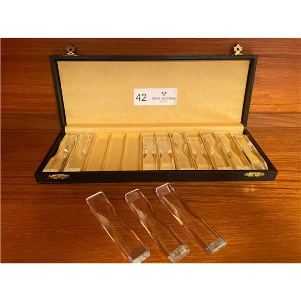 Full Set Of Crystal Knife Rests In Original Vintage Black Case