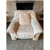 Image 1 : Creme Leather Chair With Throw Pillow 39Lx37Dx31H