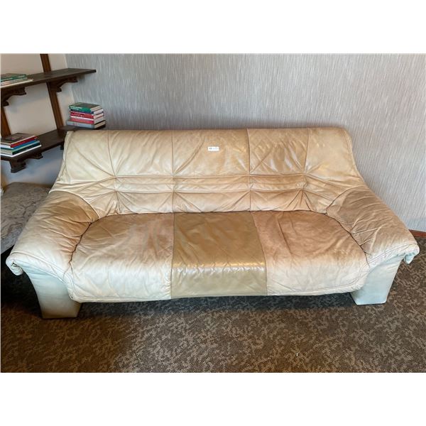 Creme Leather Couch - 76Lx38Dx31H