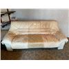 Image 1 : Creme Leather Couch - 76Lx38Dx31H
