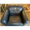 Image 2 : Black Leather Chair & Ottoman 35Lx36Dx30H