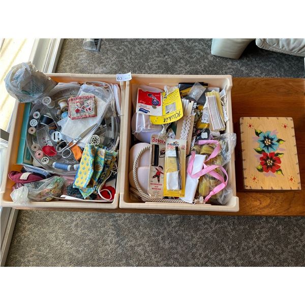 Assorted Sewing Supplies With Storage Case