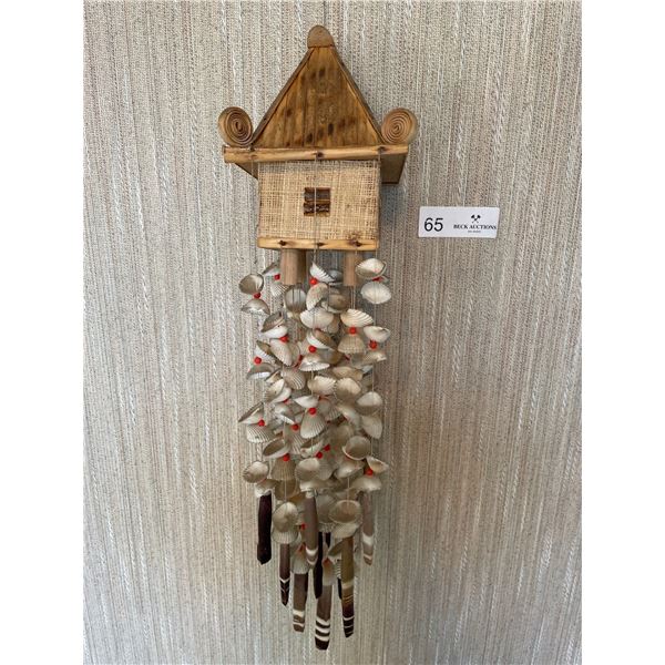 Vintage Seashell Wind Chime With Antique Hut