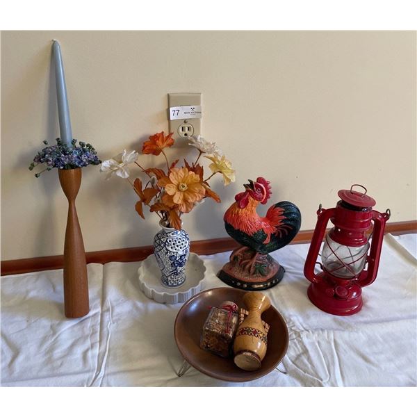 Assorted Home Decor - Fall Theme With Vintage Lantern, Delft Vase & More