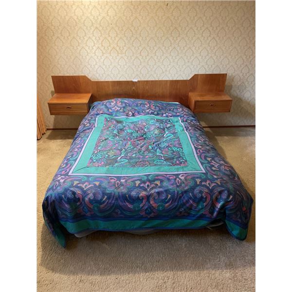 Mid Century Modern Teak Double Bed With Bedding 