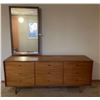 Image 1 : Mid Century Modern Teak 9 Drawer Vanity With Mirror 72Lx19Dx31H