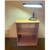 Image 1 : Side Book Shelf On Wheels With Retro Vintage Desk Lamp 24Lx16D30H