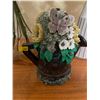 Image 2 : Inside Home Decor - Ceramic Watering Can Statue With Floral Design & Artificial Flowers