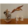 Image 1 : Marble Book Ends, Hand Made Wooden Bird & Round Stoneware Mugs
