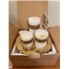 Image 1 : Brand New In Box Candle Set With Brass Tray & 3 Decorative Candles