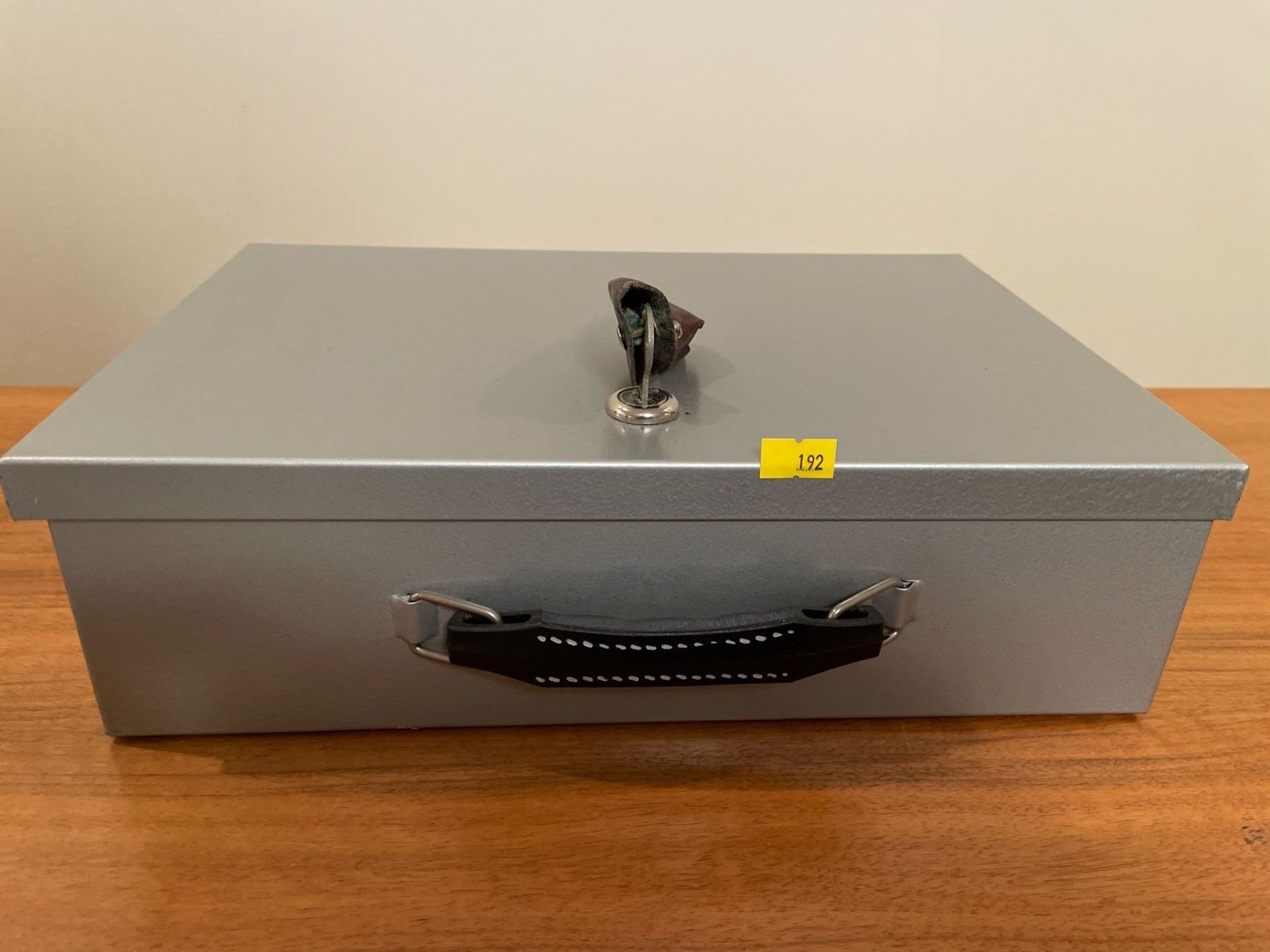 Metal Lock Box With Key 14Lx4Hx9.5D - Beck Auctions Inc.