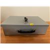 Image 1 : Metal Lock Box With Key 14Lx4Hx9.5D