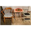 Image 1 : Cosco 2 Step Ladder, TV Tray With Mat, & Oak Chair With Cushion