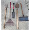 Image 1 : Gardening Tools- Includes Planting Shovel, Spade Shovel, Pitch Fork, Fan Rake & Snow Shovel