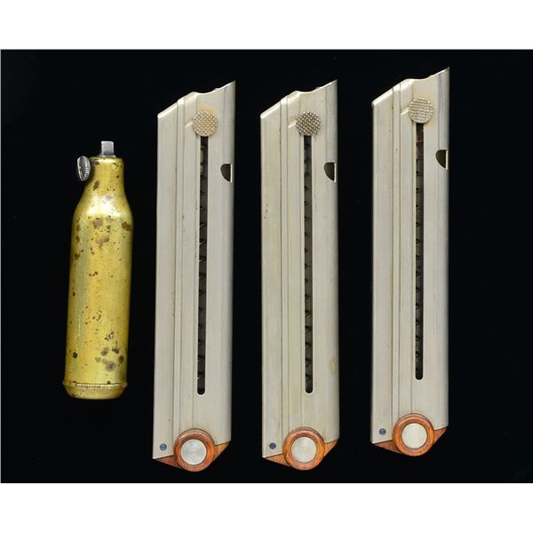 3 FLAT BUTTON SWISS LUGER MAGAZINES & CLEANING