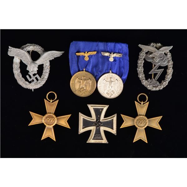 WWII GERMAN MEDAL & BADGE GROUP.