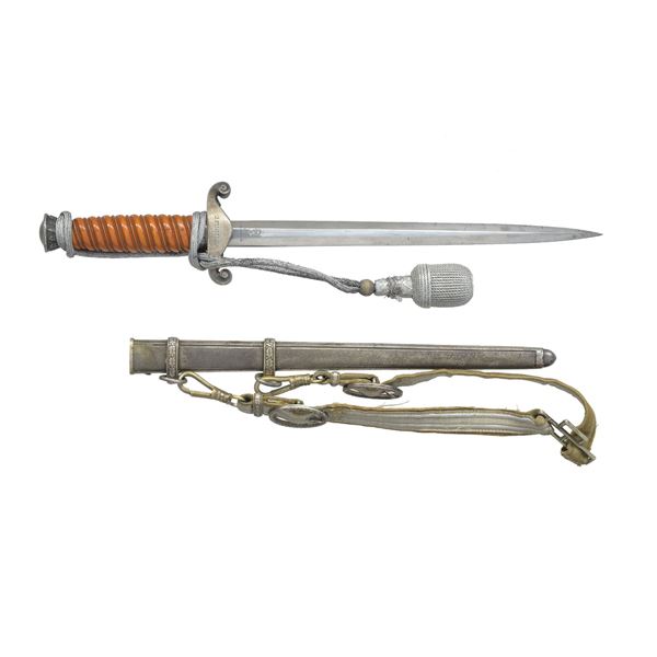 WWII GERMAN PERSONALIZED ARMY DAGGER WITH HANGERS.