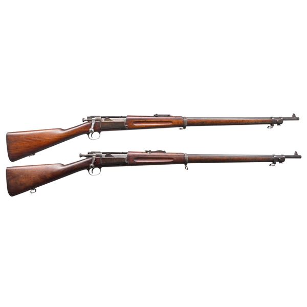 2 SPRINGFIELD MODEL 1898 KRAG BOLT ACTION RIFLES.