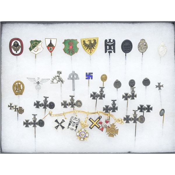 GROUP OF WWI & WWII GERMAN STICK PINS & WWI LAPEL