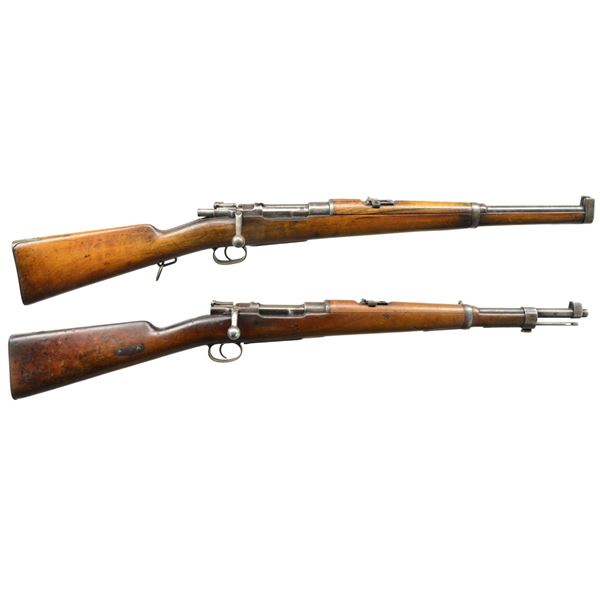 2 LOEWE BOLT ACTION CARBINES.