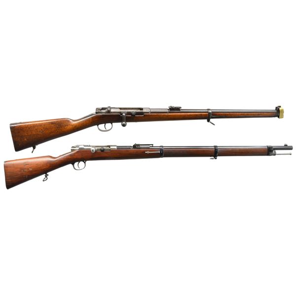 2 ANTIQUE GERMAN MILITARY BOLT ACTION RIFLES.