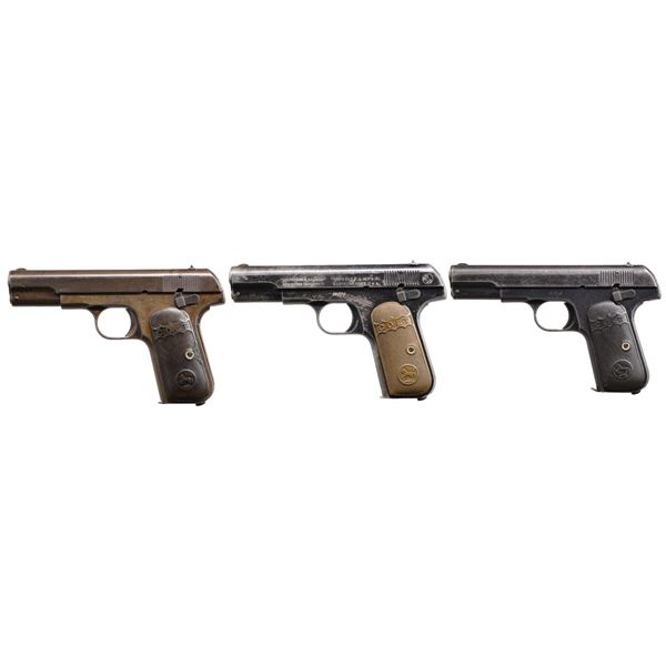 3 COLT 1903 POCKET MODEL SEMI AUTO PISTOLS.