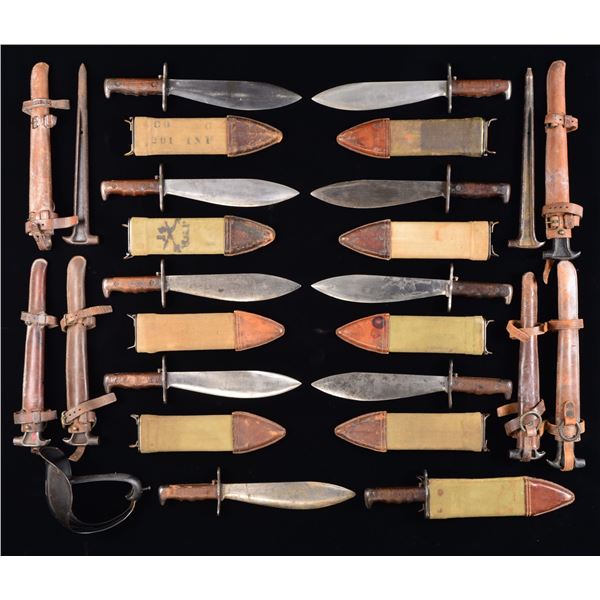 LOT OF WWI ERA KNIVES & CAVALRY TOOLS.