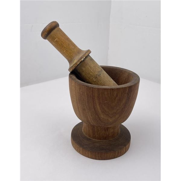 Mid Century Wood Mortar & Pestle